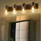 Emliviar 4-Light Bathroom Vanity Light - Farmhouse Bathroom Wall Lighting, Oil Rubbed Bronze Finish with Clear Glass, YCE237B-4W ORB