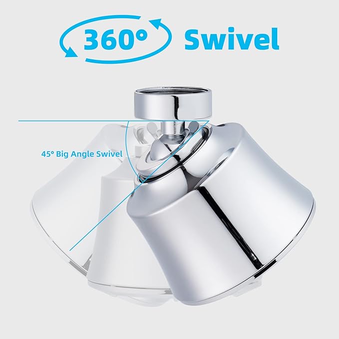 iFealClear Kitchen Sink Faucet Head with Metal Ball Joint, 360° Swivel Faucet Sprayer Head, Big Angle Sink Faucet Aerator Adapter 55/64-27UNS Female Thread, 4 Spray Modes, Extra Brass Adapters, Chrome