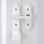 2 Packs 180 Degree White Barn Door Lock, Flip Gate Latch with Handle, Heavy Sliding Door Latches, Door Security Sliding Latch Lock for Cabinets, Bathroom, Garden, Window, Garage