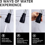 WEWE Kitchen Sink Faucet, Pull Down Kitchen Faucet, Black and Chrome Kitchen Faucet with Sprayer Stainless Steel Single Handle one or Three Hole for Laundry bar Kitchen Sinks
