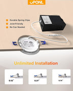 12 Pack LED Recessed Lighting 4 Inch with Junction Box, 5CCT Ultra-Thin Recessed Light, 700LM High Brightness, Dimmable Canless Wafer Downlight, 8W, FCC&ETL