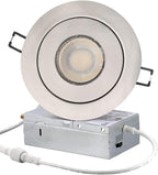 4-inch Gimbal LED Recessed - 4 in Lighting 6Pack Canless Brushed Nickel Trim 90° Tilt Swivel LED Eyeball Wafer Slope Ceiling Adjustable Spotlight Dimmable Brushed Nickel 4 inch 6 Pack