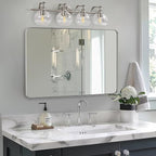 ANDY STAR Bathroom Light Fixtures, Brushed Nickel Vanity Light, 4 Light Bathroom Wall Lights, 30.5 Inch Modern Silver Wall Sconces, E26 Base Bulbs Required, UL Certified