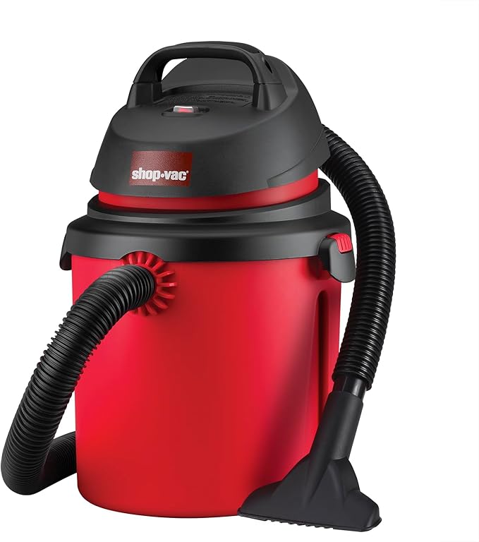 Shop-Vac 5890489 4 Gallon 4.0 Peak HP Wet/Dry Vacuum, 1.25 Inch Diameter x 4 Foot Hose, 6 Foot Cord, Ideal for Jobsite, Garage & Workshop