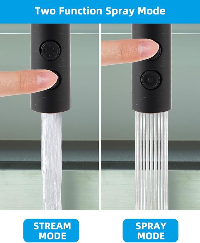 Hibbent Pull Out Sink Sprayer Head Replacement, 2 Function Kitchen Faucet Head, Bathroom Pull Down Spray Head with G1/2 or 13/16 Inch Male Connector, Oil-Rubbed Bronze