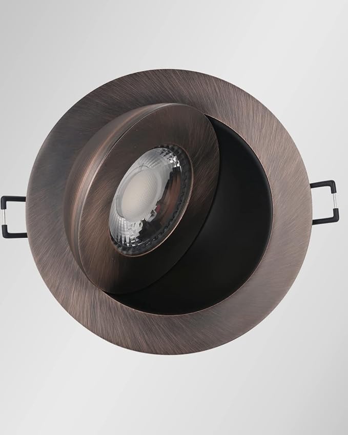Canless Gimbal LED 4-inch - Swivel 90° tilt 360° Rotation Adjustable 6PACK 4" dimmable Eyeball LED Wafer recessed retrofit Ceiling Spotlight Can Light Oil Rubbed Bronze 4 inch 6 Pack
