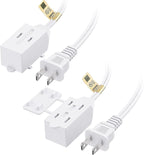 [UL Listed] Cable Matters 2-Pack 16 AWG 2 Prong Short Extension Cord 3 ft, 13A 3-Outlet Extension Cords with Tamper Guard, 13 Amp, 1625 Watts, White