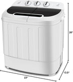 SUPER DEAL Compact Mini Twin Tub Washing Machine 13lbs Capacity Portable Washer Wash and Spin Cycle Combo, Built-in Gravity Drain for Camping, Apartments, Dorms, College, RV’s and Small Spaces