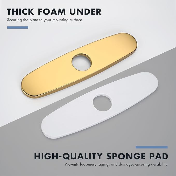 Faucet Cover Plate, Stainless Steel Deck Plate for Kitchen Sink Faucet Single Hole or Bathroom Faucet 1-3 Hole Faucet Hole Cover Round 10 Inch (Chrome Gold)