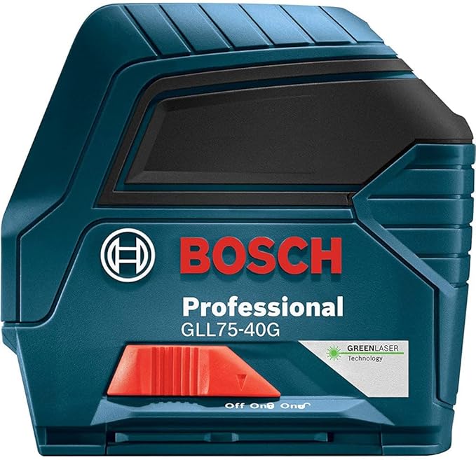 Bosch GLL75-40G Outdoor Self Leveling Cross Line Laser Level [75 FT] Horizontal & Vertical Mode Electronic Laser Includes Batteries, Magnetic Mount and Heavy-Duty Pouch