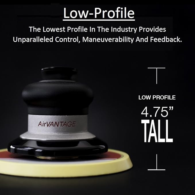 AirVANTAGE Industrial Grade Random Orbital Air Sander Non-Vacuum With Low-Profile Pad, 1/4 in. NPT Air Inlet (5": 3/32- PSA Vinyl)