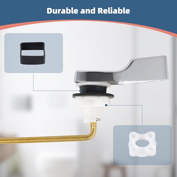 iFealClear 2 PCS Universal Brass Toilet Handle Lever Flush Replacement, Front Mount Toilet Tank Flusher Compatible with American Standard Toliets, Stainless Steel Flapper Chain, Chrome