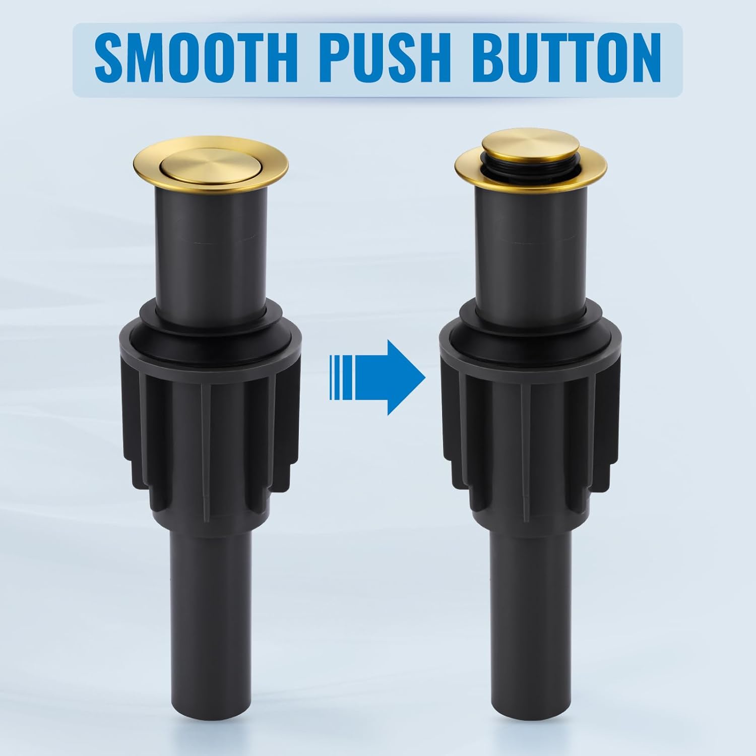 ALEASHA Pop Up Sink Drain Without Overflow, Bathroom Sink Drain Vessel Sink Stopper Pop Up Sink Drain Stopper, Pop Up Drain for Bathroom Sink Drain Strainer for Hair Catcher, Brushed Golden