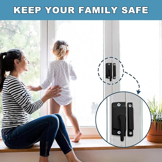 Sliding Window Sash Locks Black ZUONAI 2 Pack Cam Sash Locks for Double Hung Window Latch Lock Security Vinyl Window Sash Lock and Keeper Replacement for Vertical and Horizontal Sliding Windows