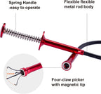 Bendable Flexible Magnetic Pickup Tool, 24'' Four Claw Grabber Tool, Accurate Pick Up In Narrow Space for Engine Bay/Home Sink/Drain/Earring/Keys/Metal Objects (Magnetic orientation)