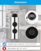 Hibbent Pull Out Sink Sprayer, 2 Function Kitchen Faucet Head, Bathroom Pull Down Spray Head with G1/2 or 13/16 Inch Male Connector, Chrome