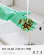 ThxToms 4 Pairs Latex Free Nitrile Cleaning Gloves, Reusable Rubber Free Gloves for Household Cleaning, Flexible and Non-Slip