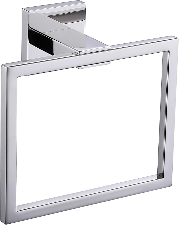 LANC Hand Towel Rings for Bathroom Wall Mount Chrome Polished Square Hand Towel Holder for Lavatory Bathroom Hardware Accessories Stainless Steel Modern Style Shower Towel Towel Racks Hanger, A8896CP