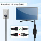 2-Pack Extension Cord 2 Prong, 5FT Short and Small Etension Cords Male/Female Indoor Power Cable for NEMA 1-15P to NEMA 1-15R Black