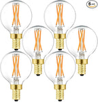 G16.5 E12 Globe Bulbs 6W Dimmable Candelabra Light Bulb 60 watt E12 Round 2700K Warm White Globe Bulb for Chandeliers,Ceiling Fan,Pendant,Wall sconces,AC120V,Clear Glass,600LM,6Pack