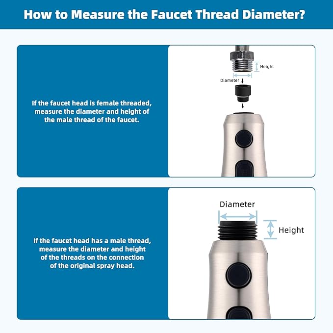 Hibbent Pull Down Kitchen Faucet Head Replacement, 3-Function NSF/ANSI/CAN 61 & CUPC Certified Sink Spray Nozzle, 15 Adapters, Compatible with Moen, Delta, Kohler Faucets, Brushed Nickel