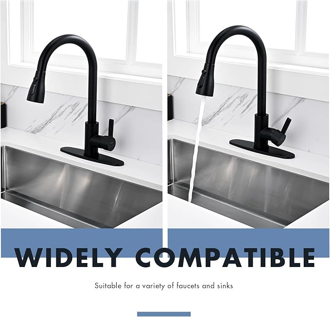 Faucet Cover Plate, Stainless Steel Deck Plate for Kitchen Sink Faucet Single Hole or Bathroom Faucet 1-3 Hole Faucet Hole Cover Round 10 Inch (Matte Black)