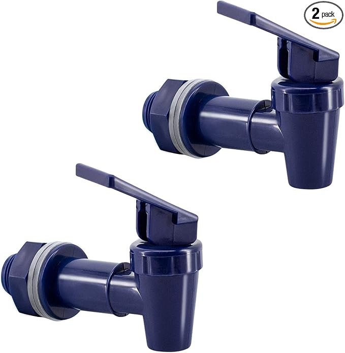 Replacement Cooler Faucet Water Bottle Jug, BPA-Free Plastic Spigot Spout Water Beverage Lever Pour Dispenser Valve, Crock Tap (2 Blue)