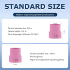2pcs #12 TIG Welding Cup Pink Ceramic Cup 3/32'' Diffuser for WP-9 WP-20 WP-25 Series TIG Welding Torch Accessories
