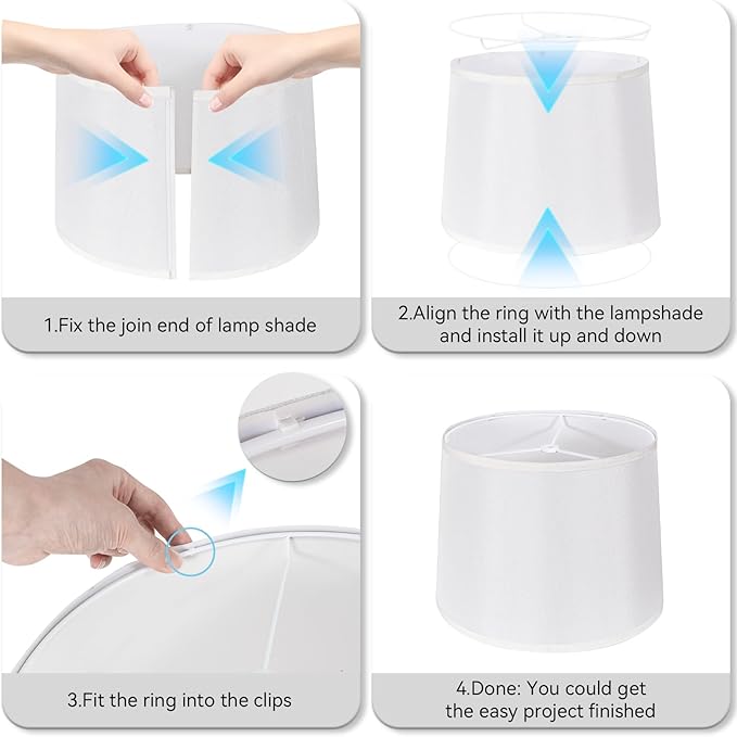 Lamp Shades Set of 2 - Drum Lampshades 11.4" x 12.9" x 9.8" Inches, Fabric Medium Replacement Lampshades for Table Lamp, Floor Lamp, Assembly Required, Spider,Linen