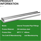 TAISHER 2PCS Stainless Steel Pipe Fittings, 1" NPT Female x 1" NPT Female Threaded, 16" Length Nipple Cast Pipe