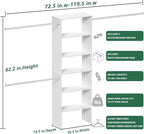 Closet System, 25.5" Wide Closet Organizer System with 3 Hanging Rods, Wood Tower Closet Storage for Walk In Closets, Wall Mounted Wardrobe Organizer Kit, Bedroom, Fit Space 6-10 ft, White