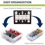 Akro-Mils 44-Drawer Plastic Drawer Storage Cabinet for Garage Organization, Bead Organizer, Building Bricks Storage, Teacher Toolbox, Makeup Organizer, 20-Inch W x 6-Inch D x 16-Inch H, 10144 Red