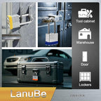 Lanube Lock 12-Pack Laminated Keyed Padlock Set 3 Colors, 2 Short 2 Long Shackles per Color,The Same Color and Shackles Combination. Open with The Same Key.6 Independent Combinations.