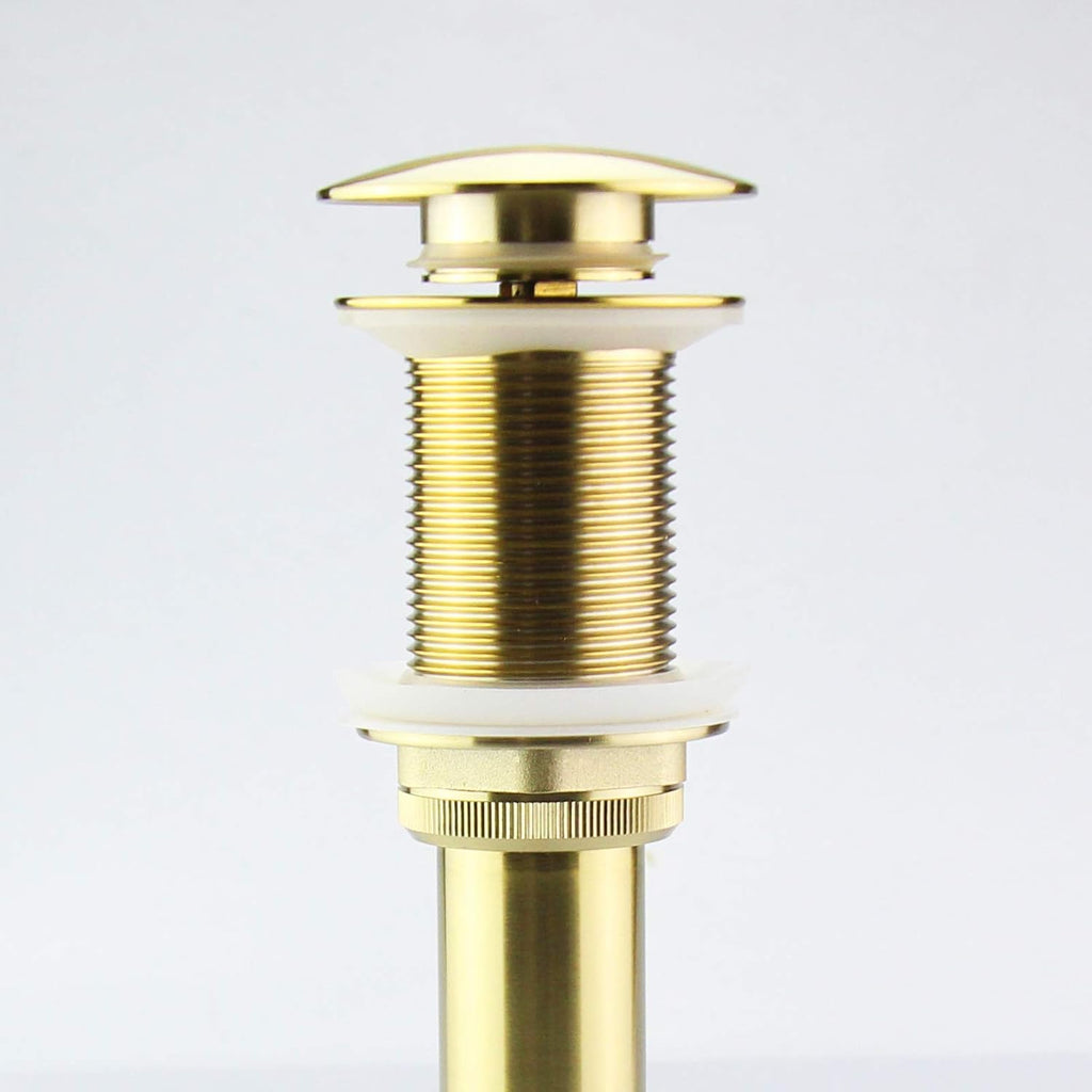 Gold Lavatory Faucet Sink Drain Stopper Without Overflow, Vanity Bathroom Vessel Pop up Sink Drain