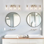 4 Light Bathroom Vanity Light, Brushed Nickel 4-Light Bathroom Light Fixtures, Vanity Lights for Make-Up Mirror, Modern Lighting Fixtures with Clear Glass Shade for Bedroom Living Room