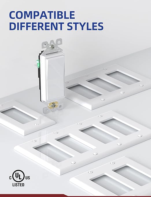 AIDA 10 Pack 3 Way Decorative Light Switch, 15Amp, 120/277 Volt, AC Decorator Rocker Paddle Wall Switch Replacement, UL Listed - Residential and Commercial Grade,Glossy White