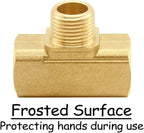 2PCS 3/8 Inch Brass Tee Pipe Fitting 3/8" NPT Female x 3/8" NPT Male x 3/8" NPT Female for Water/Oil/Gas