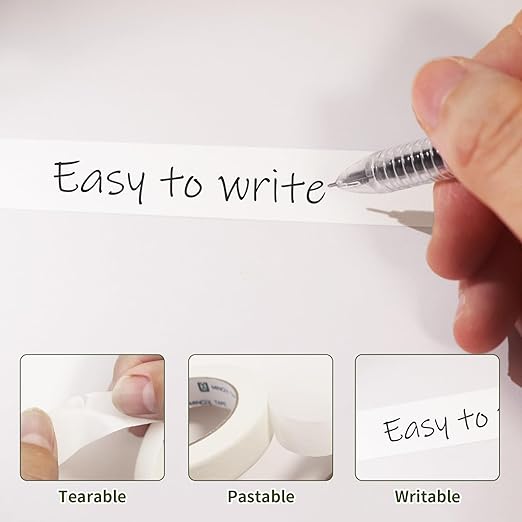 220 Yards Freezer Tape, Writable Surface, Low Temperature Resistance, Easy Tear and Residue-Free Removal, Ideal for Food Containers and Refrigerators, Includes 4 Rolls, Each 0.79 Inch by 55 Yards