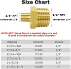 Hooshing 2PCS 1/2" NPT Male to 1/8" NPT Male Brass Pipe Fittings Reducing Hex Nipples Adapter for Plumbing
