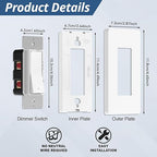 ThunderWay Digital Dimmer Light Switch, Single Pole/3-Way LED Slide Dimmer, for 300W Dimmable LED/CFL Lights and 700W Incandescent/Halogen, Wall Plate Included, 5 Pack, Matte White