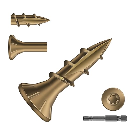 #8 x 5/8" Deck Screws (295Pcs) 1lb. Carbon Steel, Yellow, Flat Head, Rust Resistant epoxy Coated, with T25 Star Bit