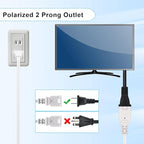 5Pack Extension Cord 10 FT, 2 Prong Power Cable for Indoor and Outdoor,US Male/Female Long Extension Cord for NEMA 1-15P to NEMA 1-15R