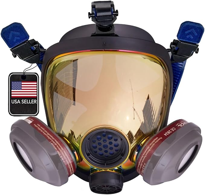 Parcil Distribution Gas Mask Survival Nuclear and Chemical Full Face Respirator - Organic Vapor & Particulate - CE Tested
