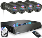 【130° Wide Angle】 Outdoor Wired Security Camera System, Wired Cameras for Home Security, Home POE Video Surveillance Systems, Surveillance DVR Kits