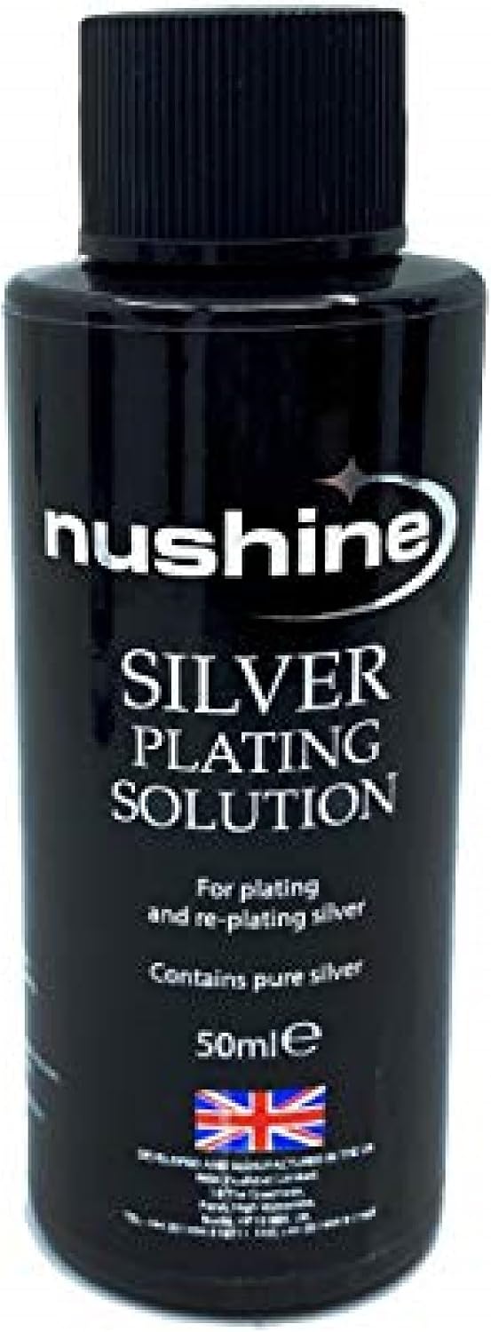 Nushine Silver Plating Solution 1.7 Oz - permanently plate PURE SILVER onto worn silver, brass, copper and bronze (ecofriendly formula)