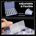 8pack 36 Grids Plastic Clear Organizer Box bead Storage Containers with Adjustable Dividers for Craft Jewelry Fishing Tackles Parts Storage with 8 Sheets Label Stickers