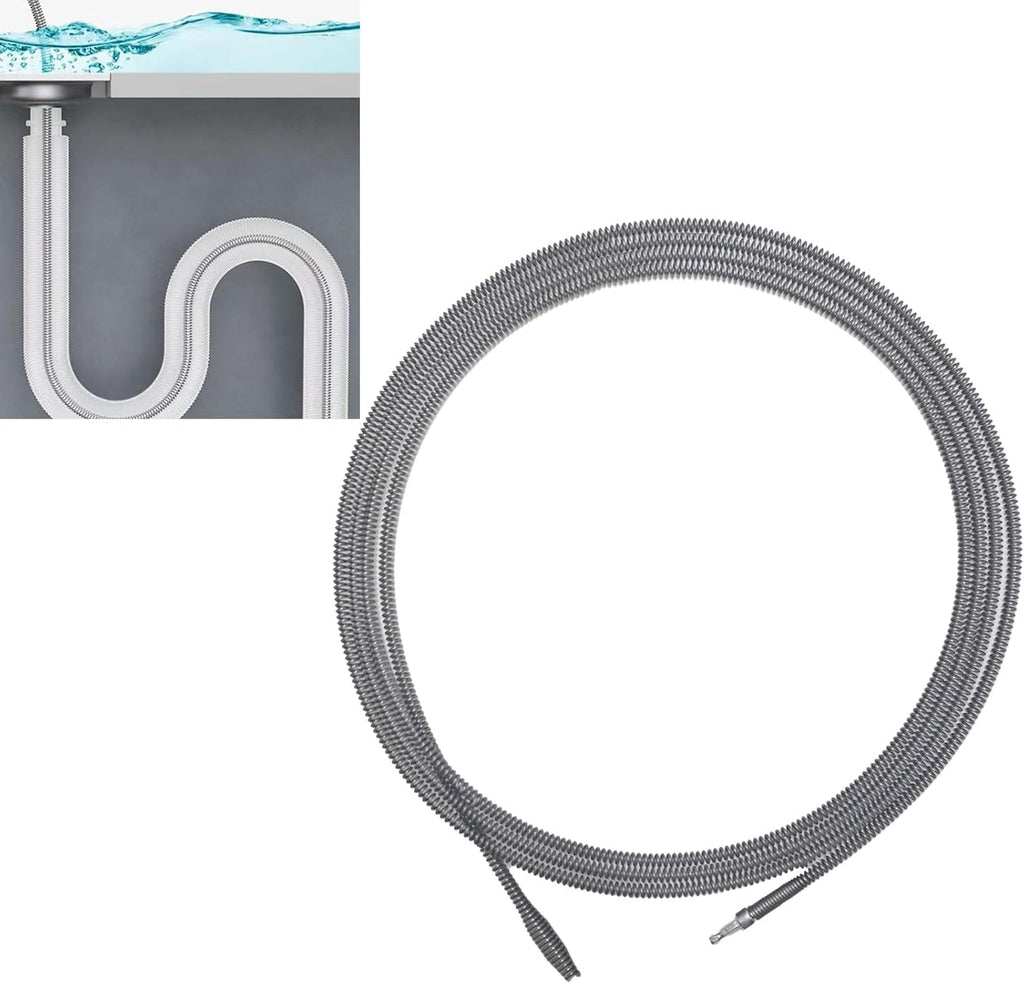 Drain Snake, Spring Drain Clog Remover with Electric Drill Connector, Durable Metal Drain Hari Cleaner Tool for Shower Kitchen Sink Bathroom Toilet Clogged Unclogger,1 Pcs 196.8 Inch 16.4 FT