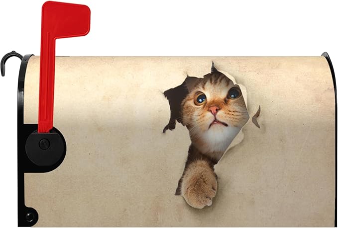 Magnetic Mailbox Cover Cute Kitty Cat Decorative MailWraps Mailbox Post Box Cover Standard Size for Garden Yard 21 * 18 Inch