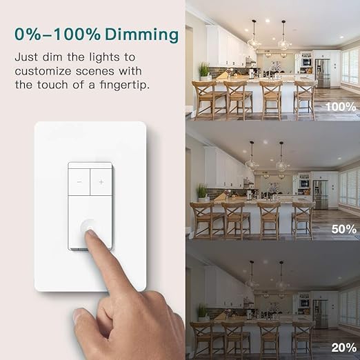 TREATLIFE 3 Way Smart Dimmer Switch, Smart Switch Compatible with Alexa and Google Assistant, 2.4GHz WiFi Light Switch, Schedule, Neutral Wire Needed, No Hub Required, 1 Pack