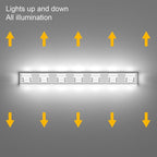 Ralbay 46inch Modern LED Vanity Light Chrome 7 Lights Bathroom Light Fixtures Acrylic Up and Down Bathroom Wall Mounted Lighting Over Long Mirror